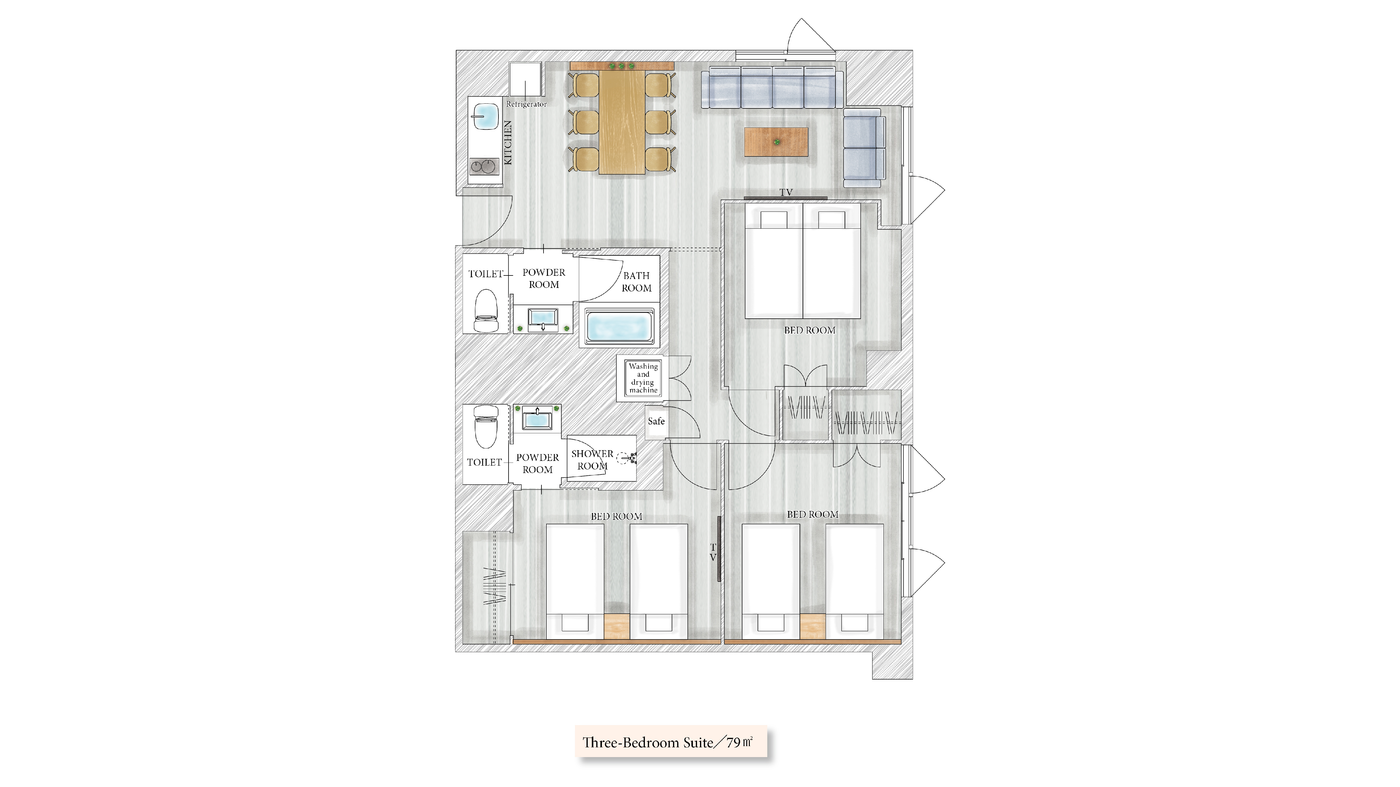 寝室が3つある洋室（3BR）