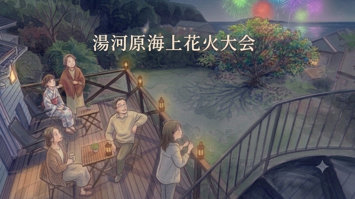 【8/23限定プレミアム】７組様限定　夕食後、テラスから花火大会を鑑賞♪夏の夕涼み＆ 貸切露天風呂