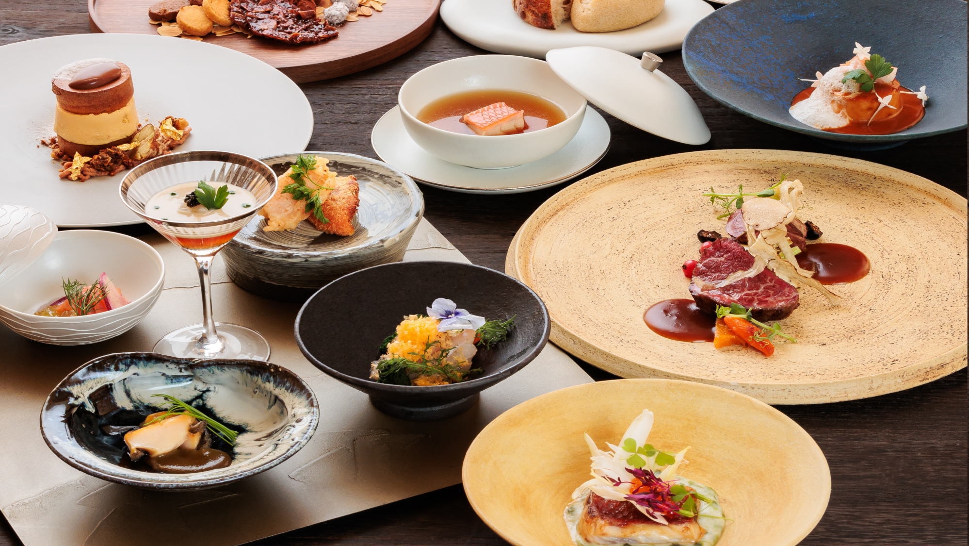 ”旬の厳選食材”『アップグレード会席フレンチのフルコース』＜ご夕食時間：17:30〜19:15＞