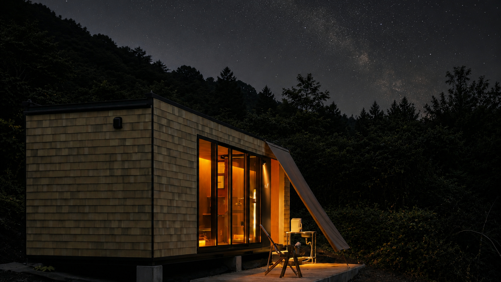 【駒の湯 CABIN】雄大な自然と満天の星空をお楽しみいただけるキャビンです。