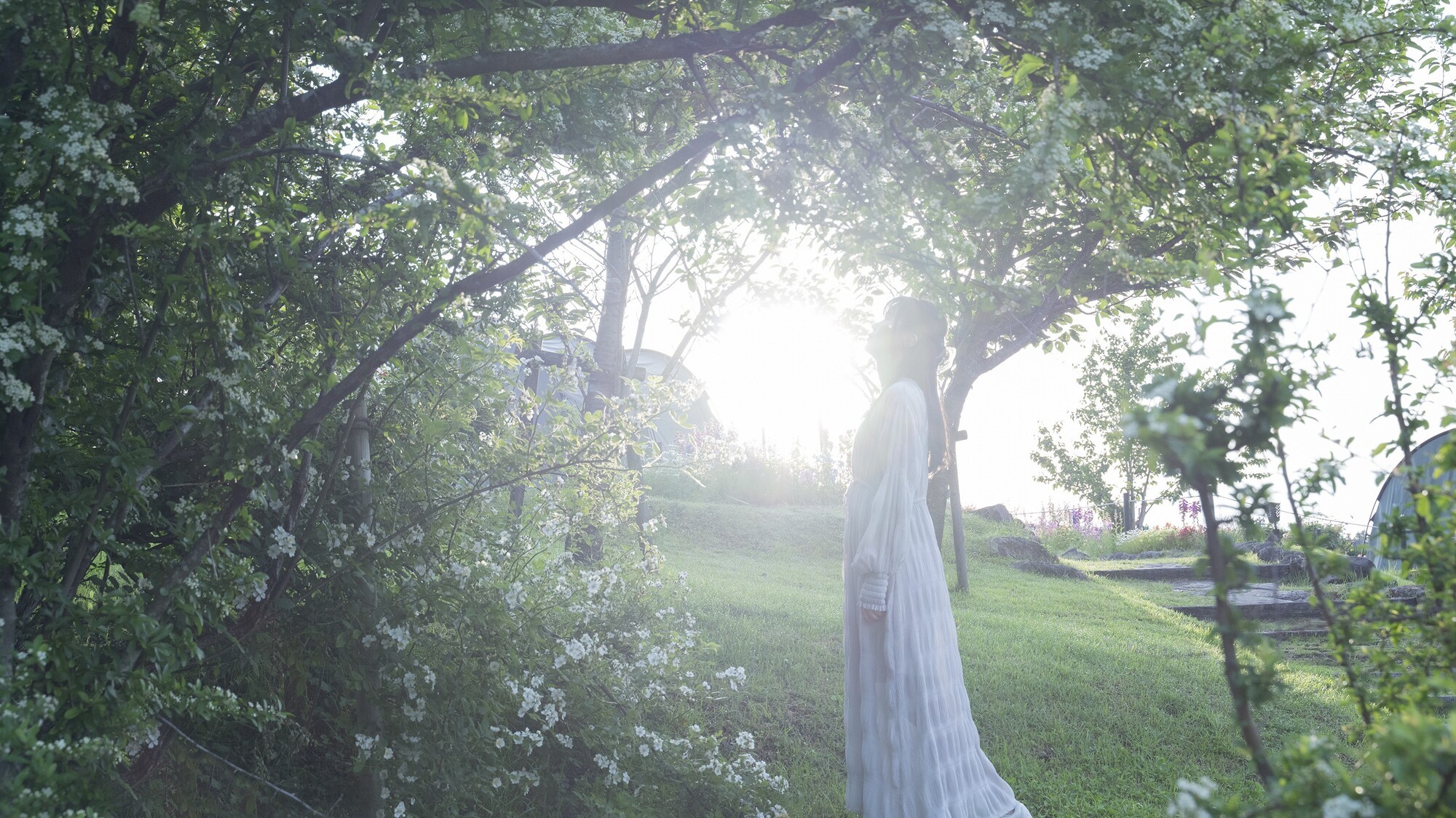 花や緑に囲まれて。