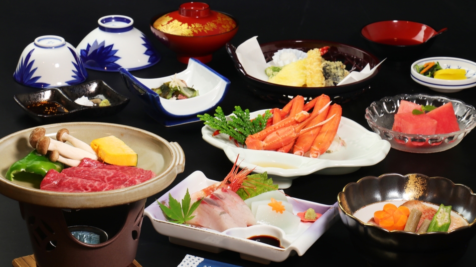 よくばりプラン♪海の幸もお肉も食べたい方必見！海鮮料理+但馬牛の陶板焼き【1泊2食付】