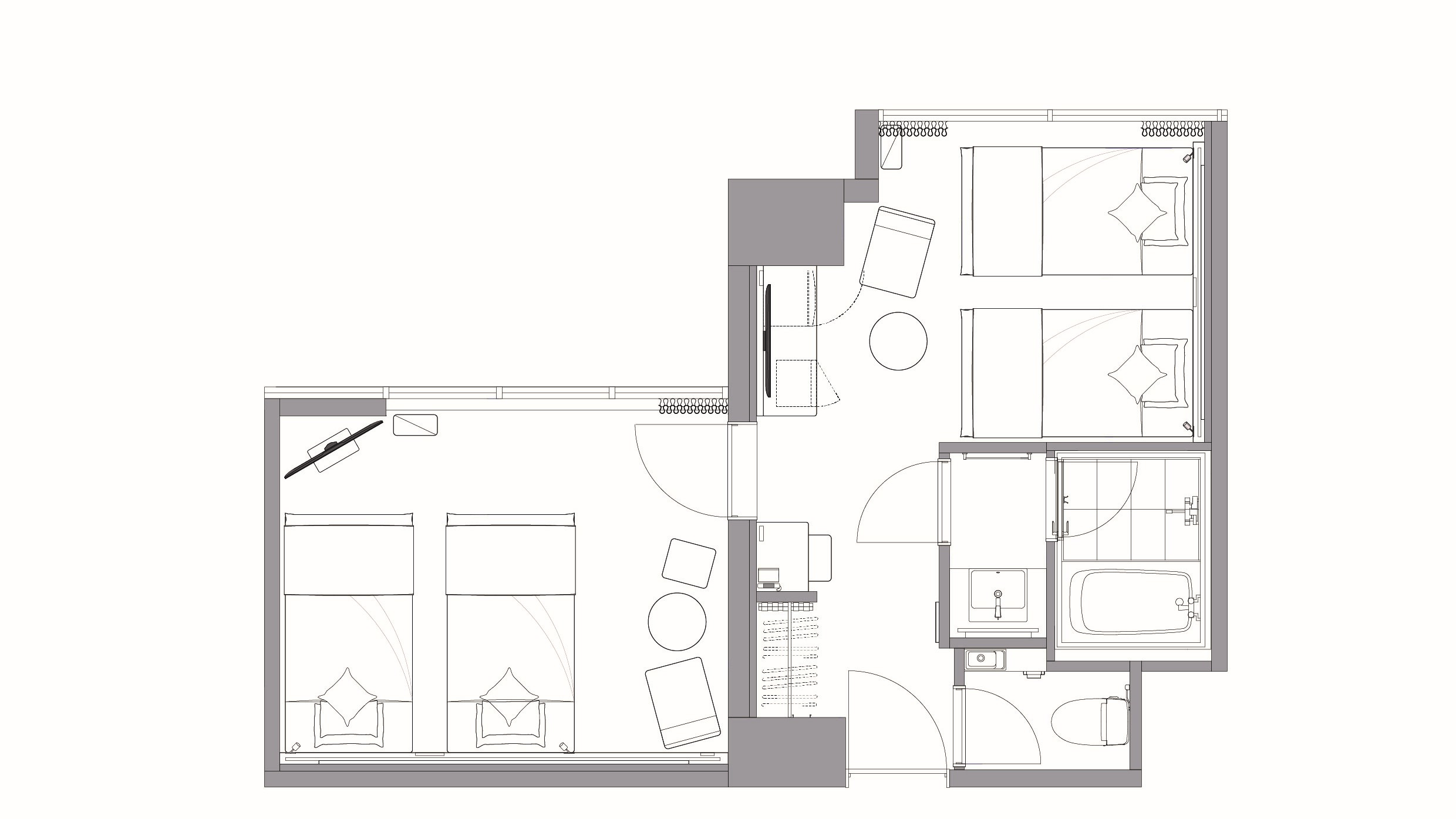 スーペリアフォース  ※室内の扉でそれぞれのベッドルームが独立している間取りです