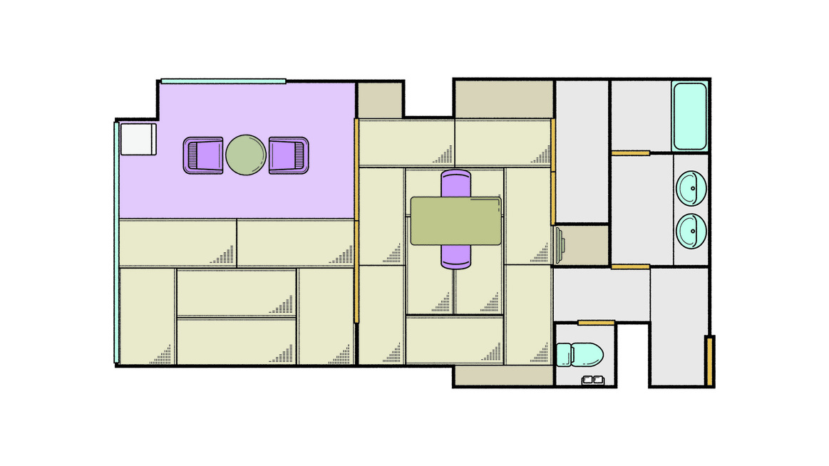 和室10畳＋6畳 イラストイメージ