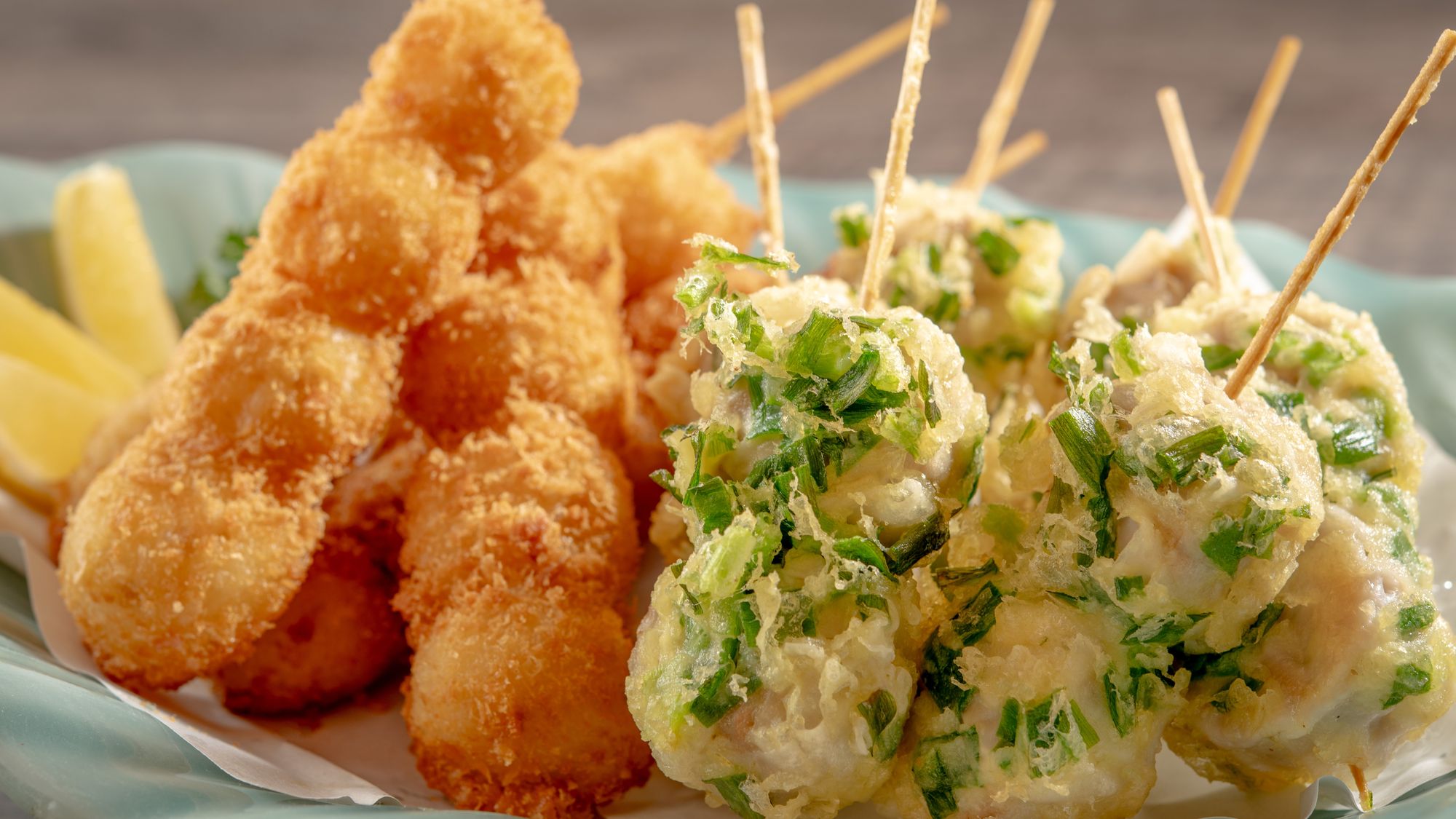 【春メニュー】芋フライと揚げニラ焼売