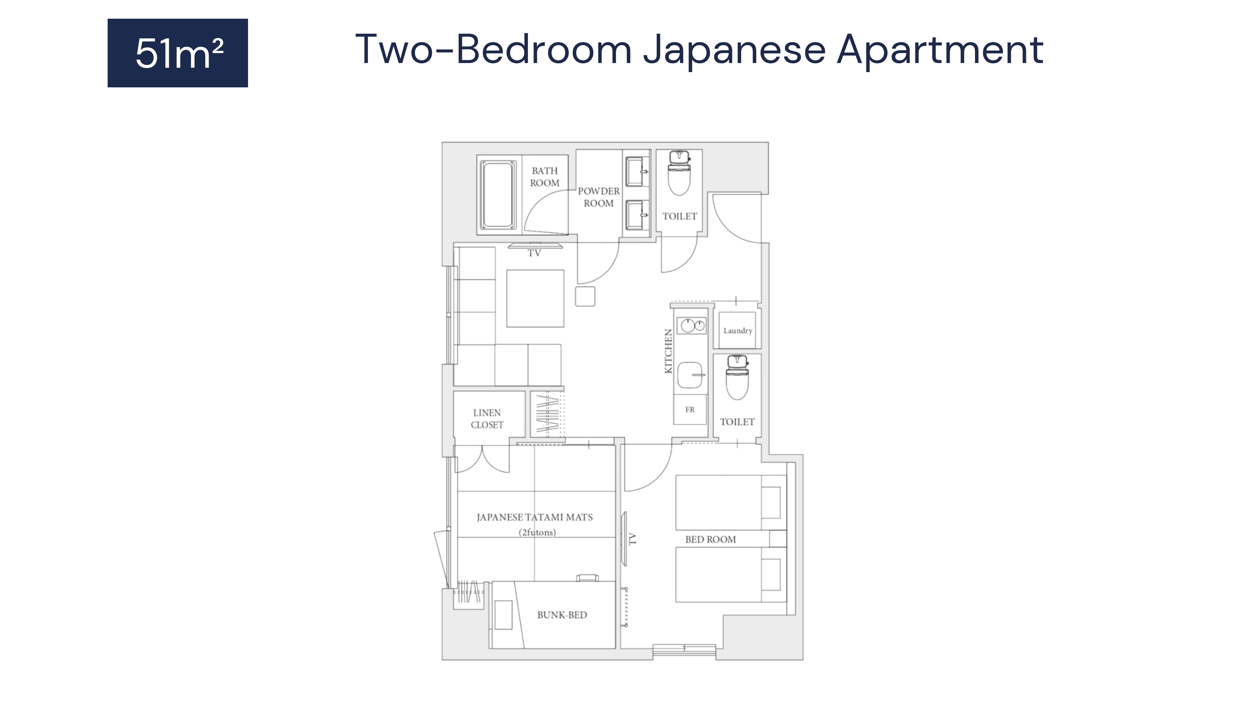 2ベッドルームジャパニーズアパートメント 間取り