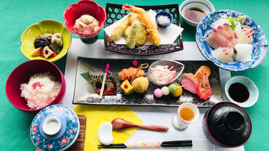 ・【お食事一例】お刺身や天ぷらなどを楽しめます