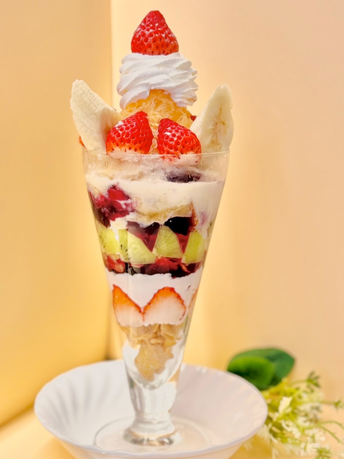 暑い時期にかき氷、フルーツパフェとセットにしました