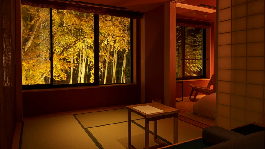 ・【客室(竹)一例】落ち着いた雰囲気の伝統的な和の居住空間