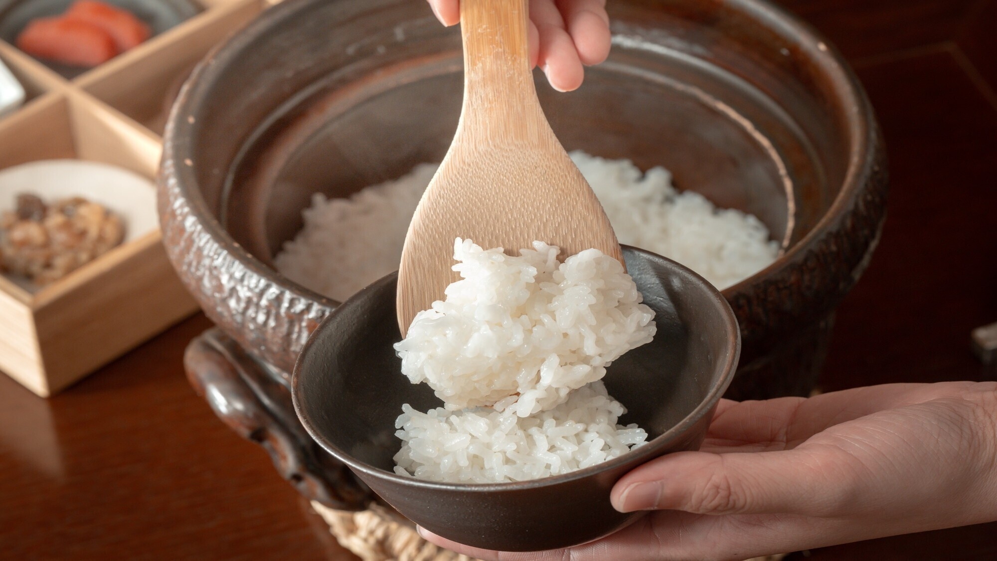 【リブランド記念20％OFF】＜夕食無/朝食付＞｜朝食：熊野米の土鍋ご飯と季節のおばんざい