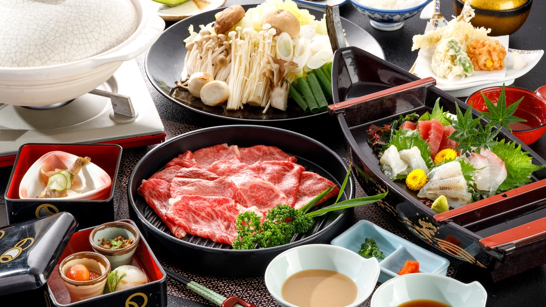 蒲郡に泊まってお得！【大河ドラマ館入館券付】和はづ定番の『幡豆和牛』の焼きしゃぶと地魚舟盛り会席♪
