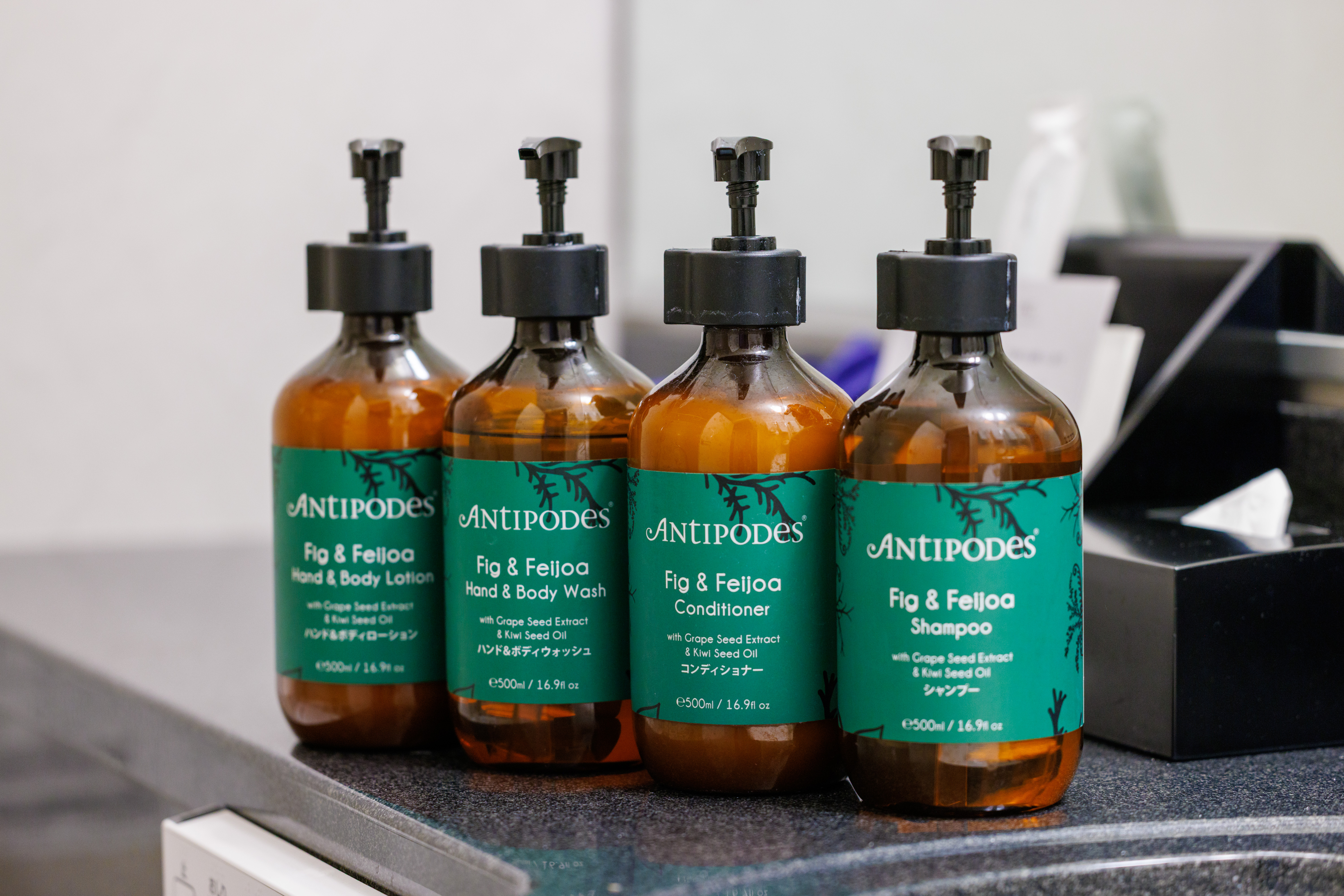 アンティポディースのハンドウォッシュ・シャンプー・コンディショナー・ローションを完備