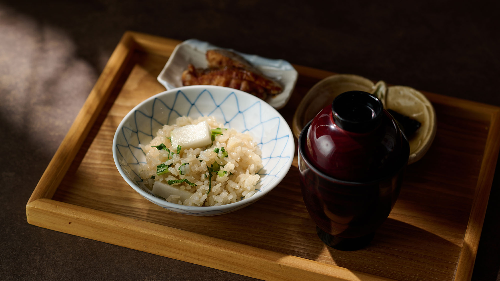 【冬の献立一例】天城自然農法米 蕪 軍鶏炭火焼き