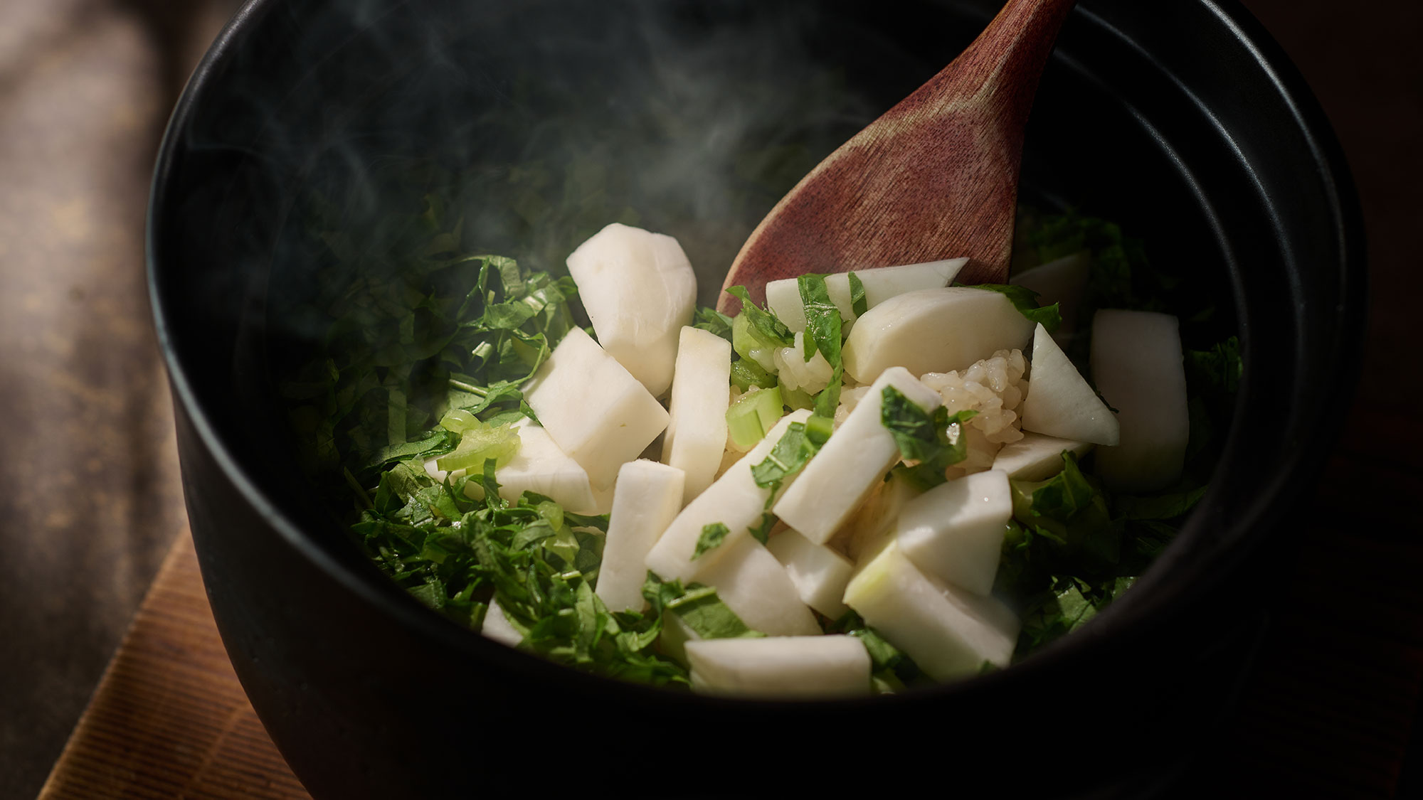 【冬の献立一例】天城自然農法米 蕪 軍鶏炭火焼き