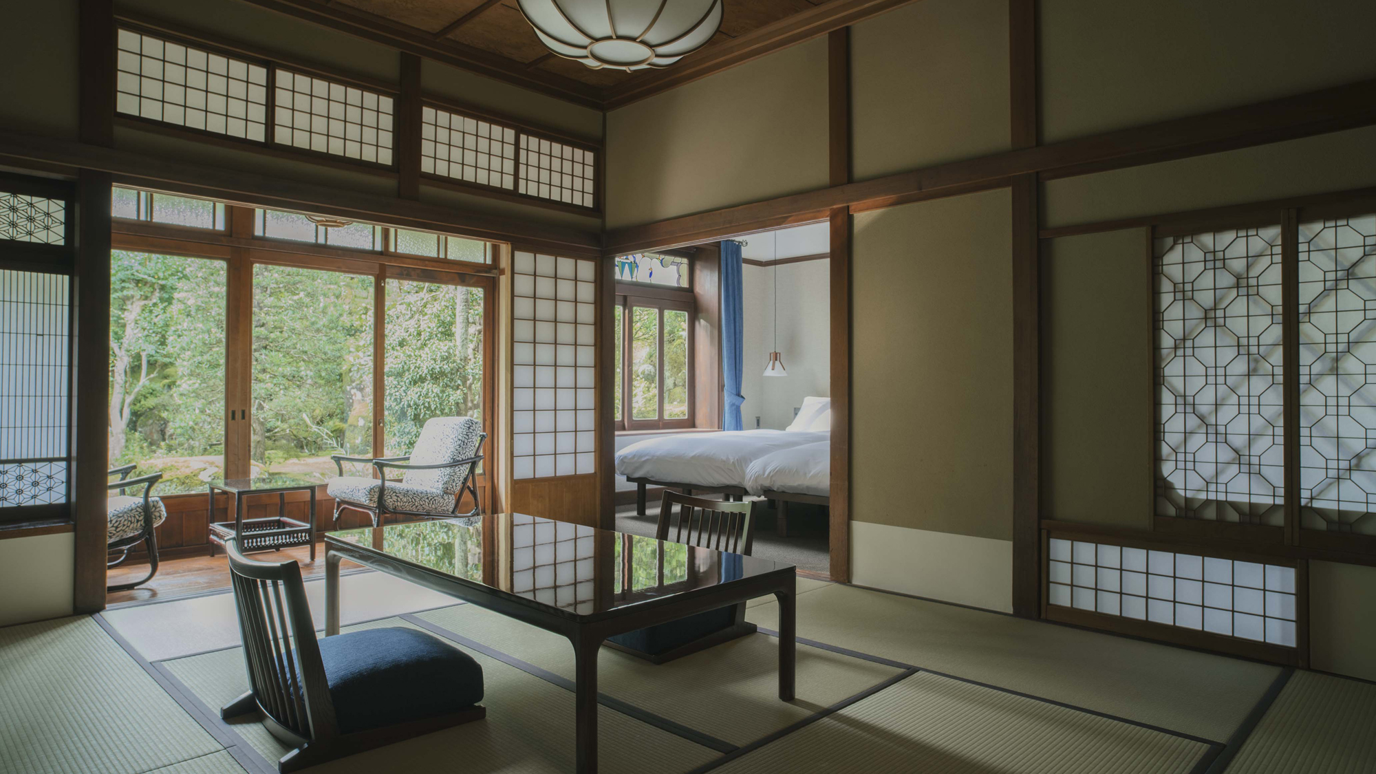 【浮舟】和洋室（ベッドタイプ）源泉かけ流し露天風呂付