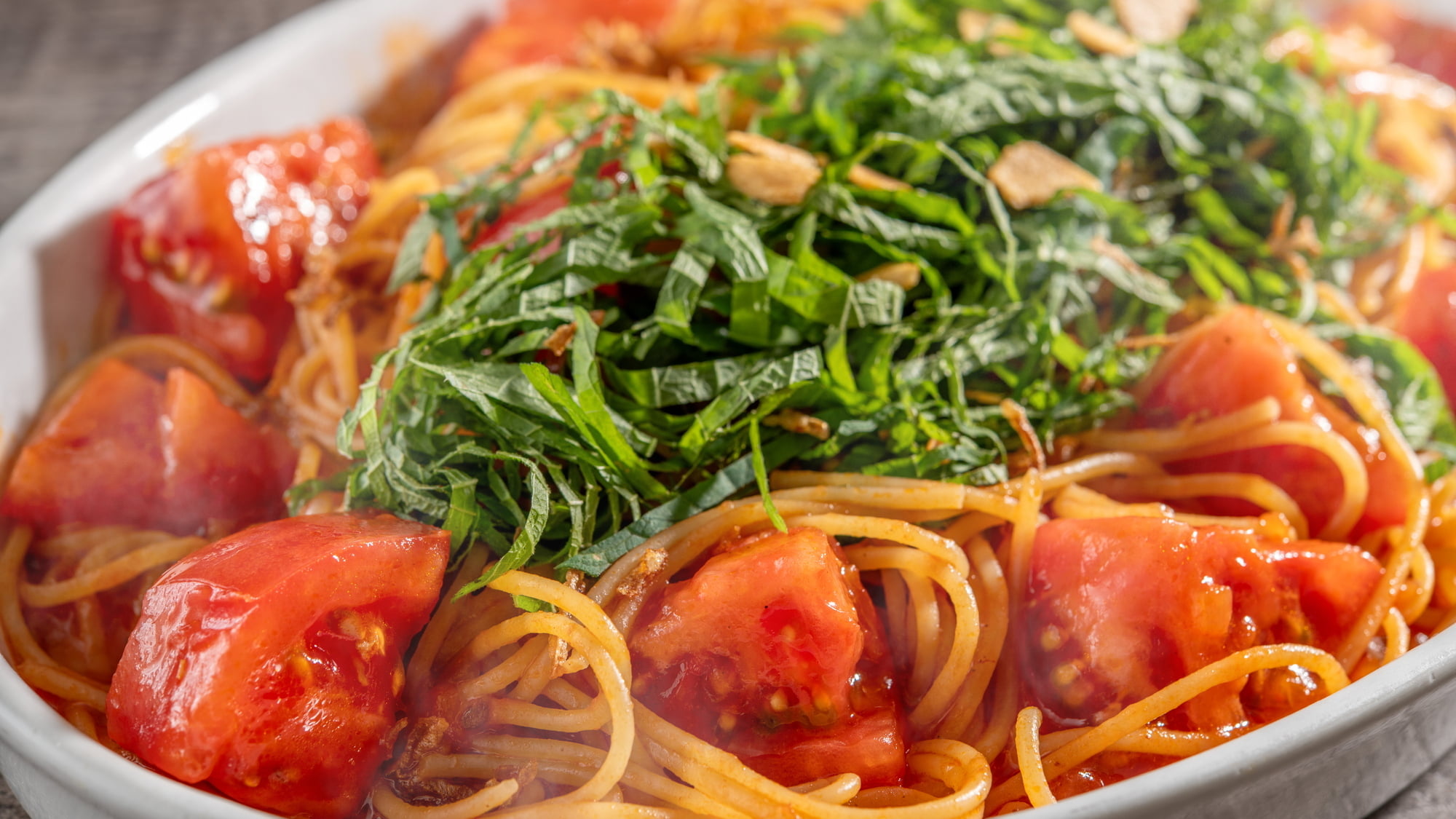 【夕食ビュッフェ】夏のご当地グルメフェア フレッシュトマトと大葉のパスタ