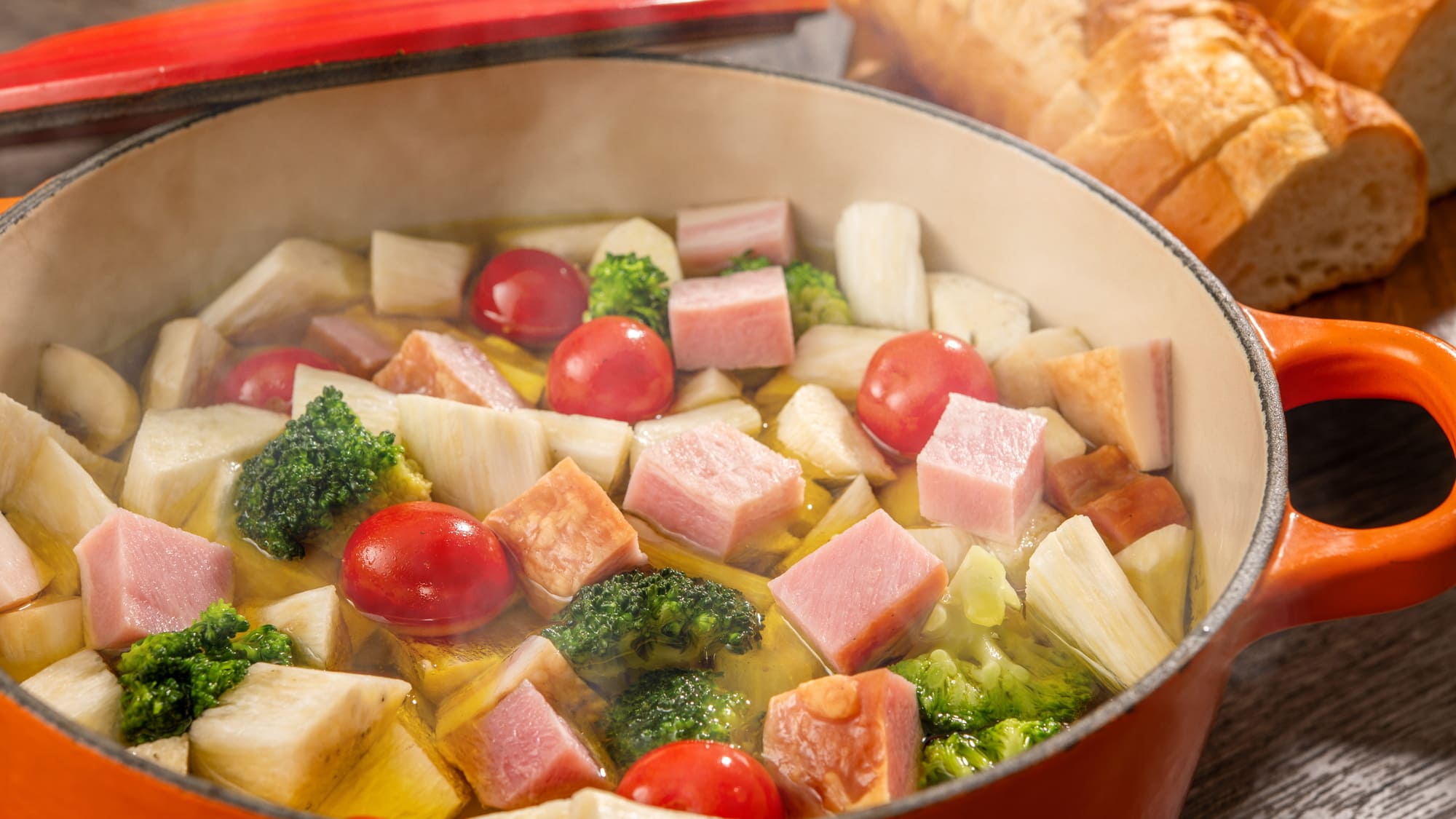 【夕食ビュッフェ】3/20～春メニュー 春野菜とまこも茸のアヒージョ