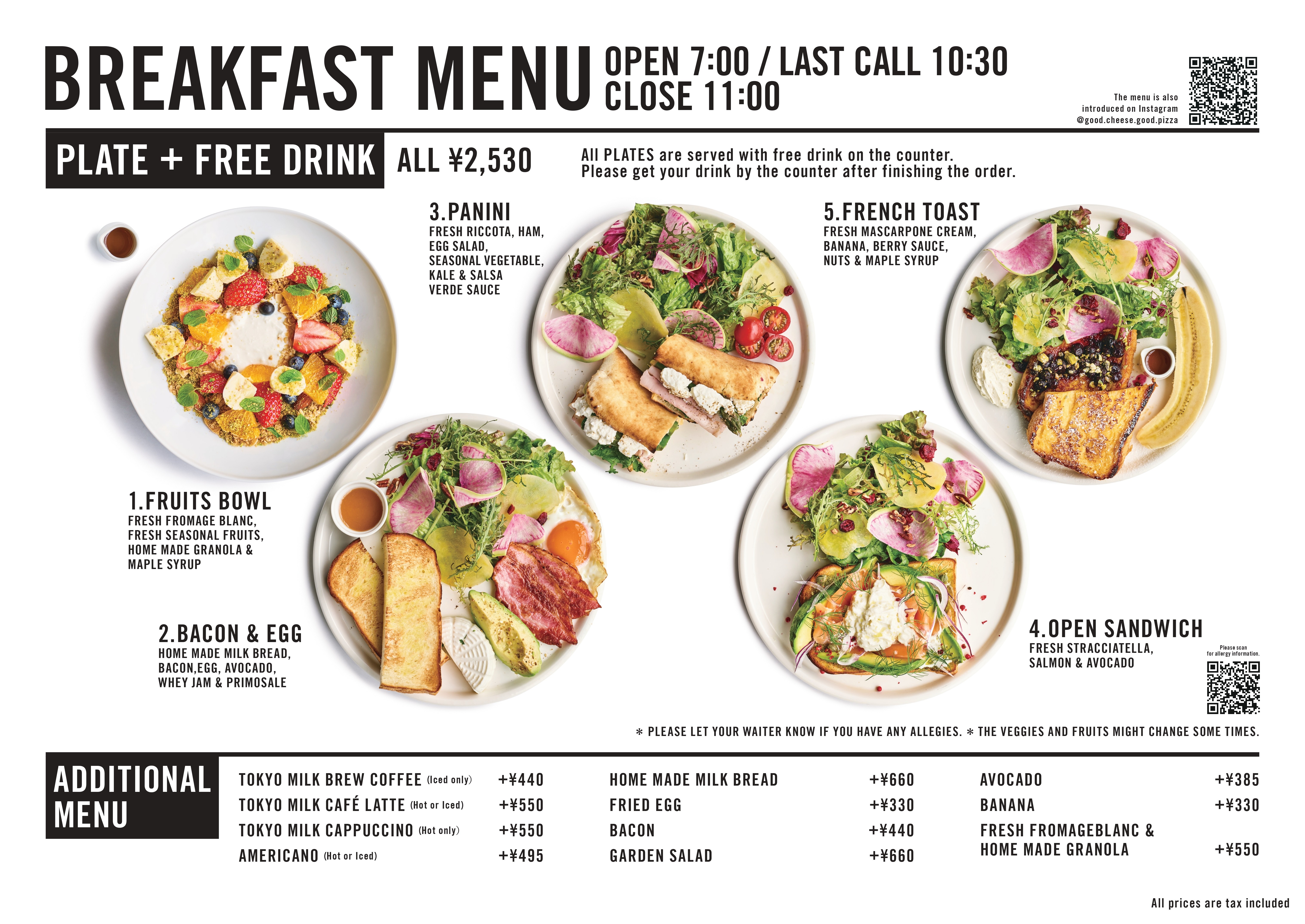 breakfast menu