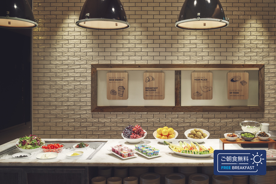 ヘルシーメニューも充実の無料朝食ビュッフェ
