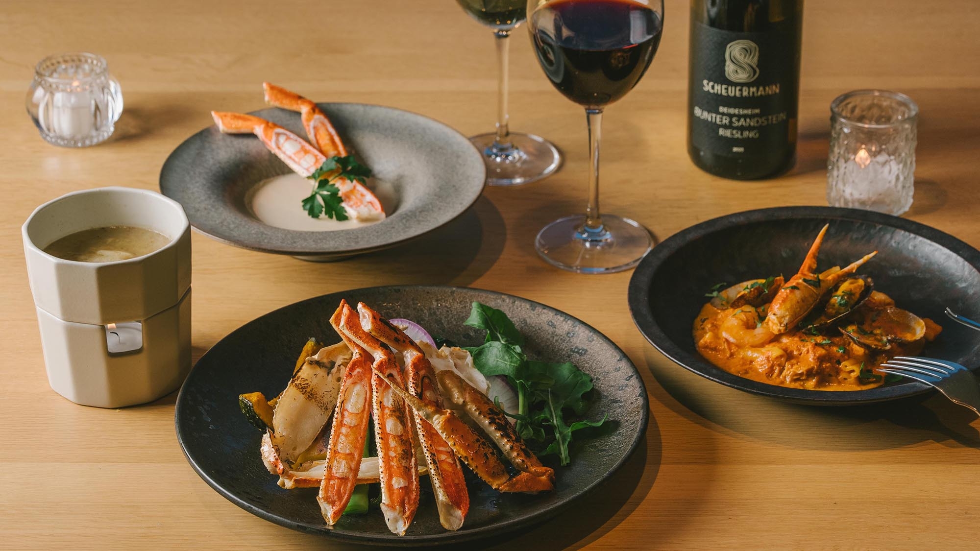 【さき楽30｜冬季限定＜蟹コース＞】＜早期予約で特別価格＞薪窯焼き蟹をはじめ洋風の蟹を堪能【SK】