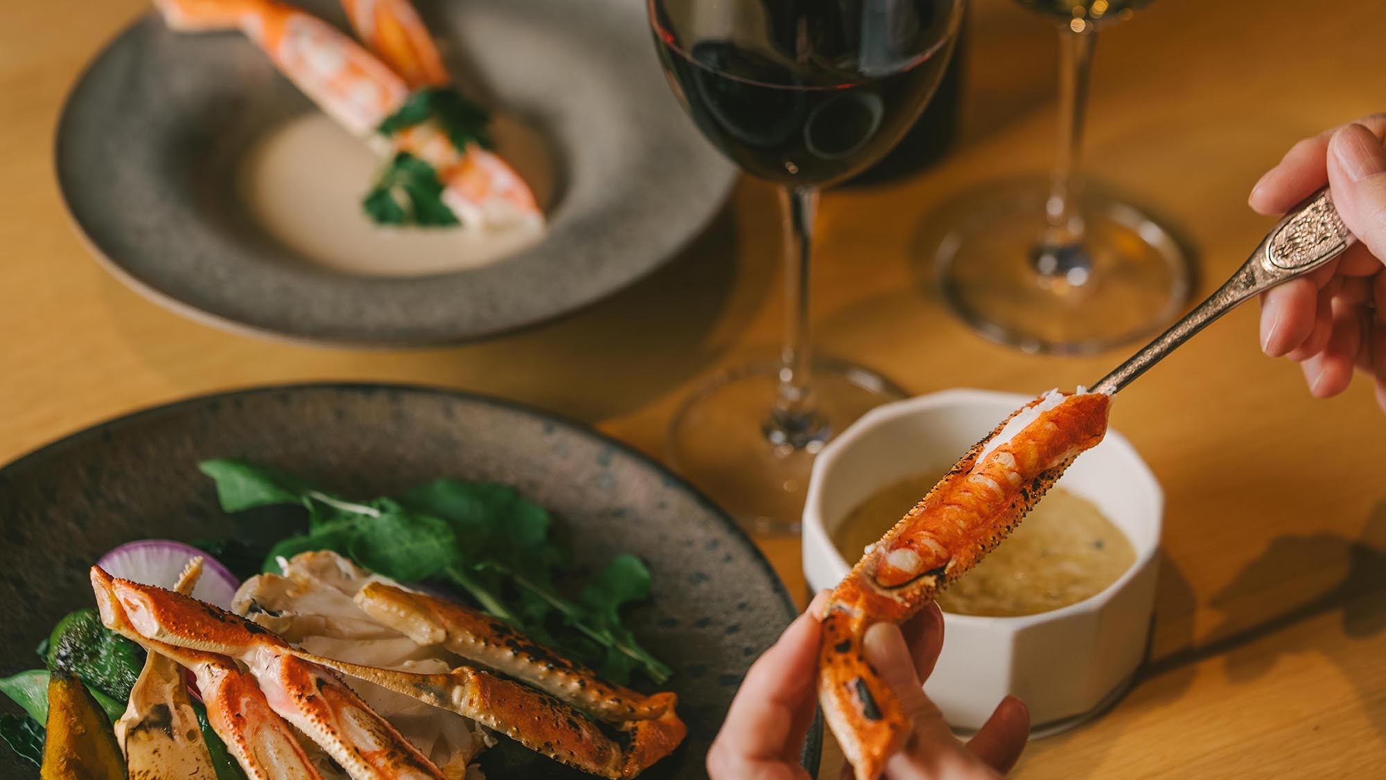 【楽天スーパーSALE】【冬季限定＜蟹コース＞】薪窯焼き蟹など薪火で愉しむ蟹料理【SK】