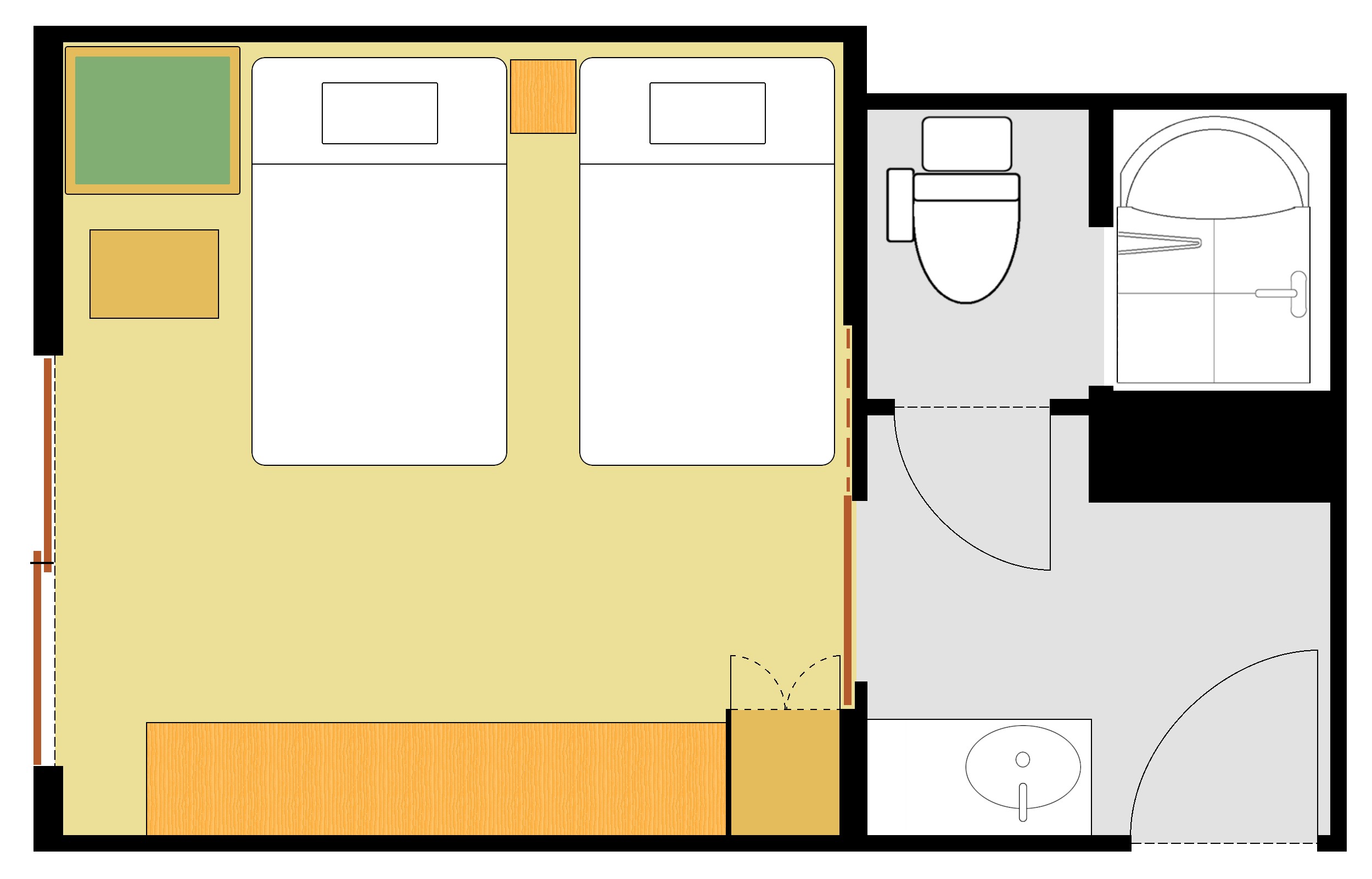 ■デラックスツインルーム25.9平米