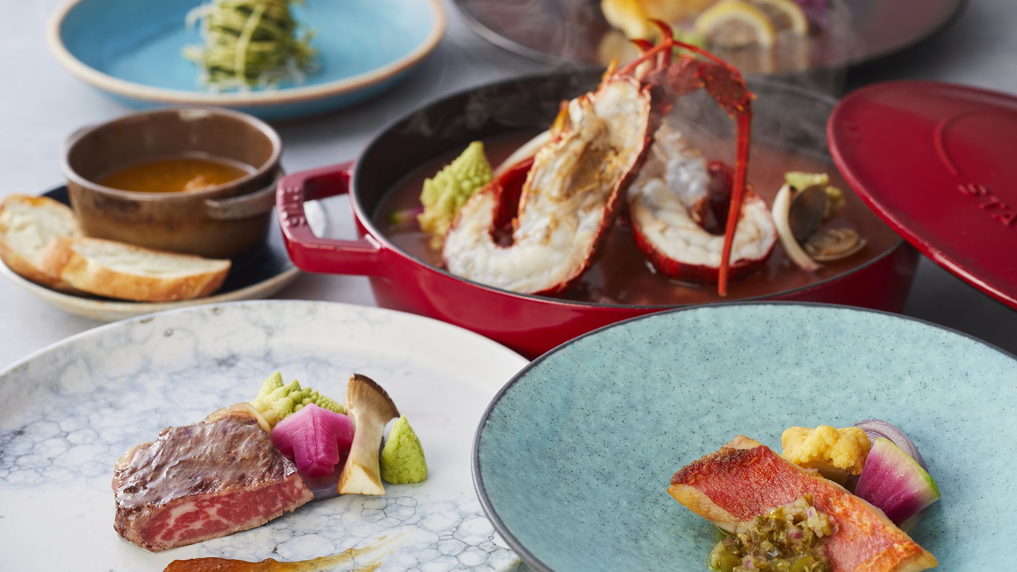 伊勢海老 あしたか牛 下田産金目鯛のプレミアムコース