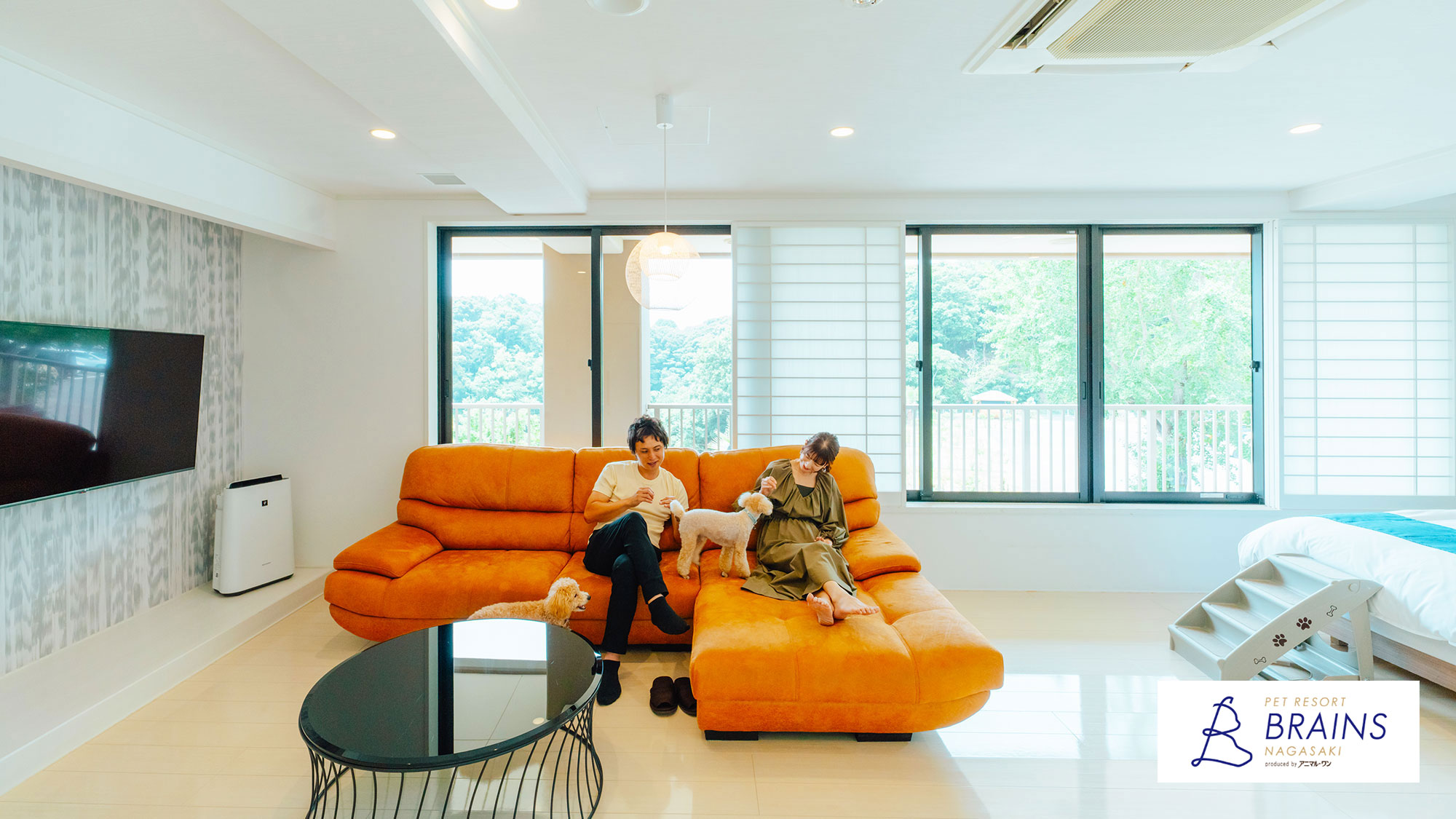 【エグゼクティブツイン（白）】ペットと泊まれる広々としたお部屋は、もちろんオーシャンビュー！