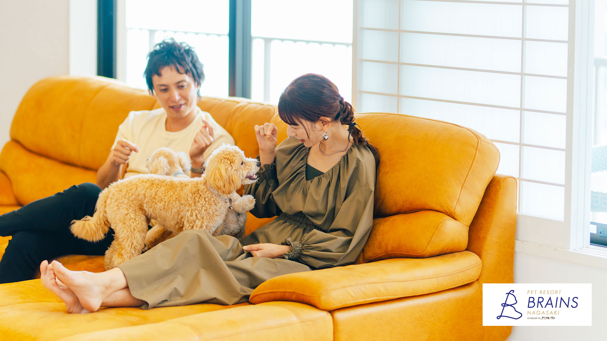 【エグゼクティブツイン（白）】客室でペットと一緒に寛ぎの時間をお過ごしいただけます。