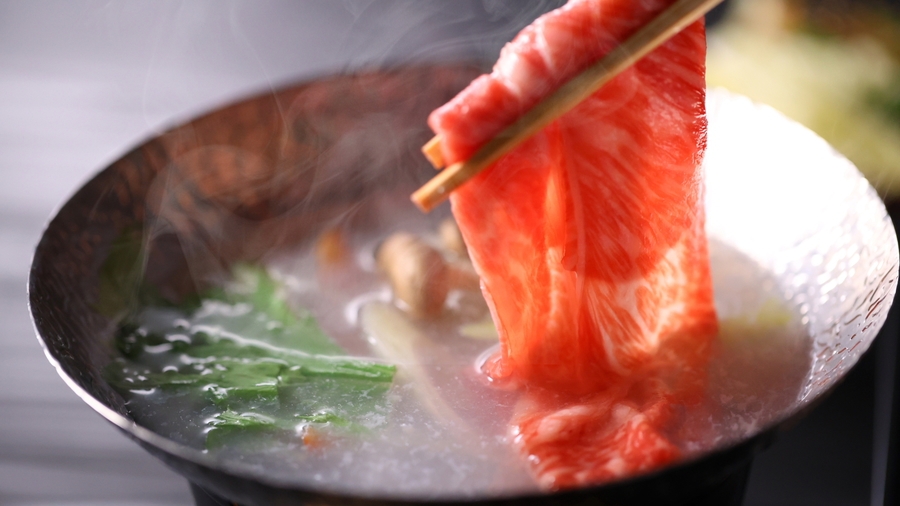 【信州ブランド肉食べ比べプラン】りんごで育った信州牛と北信州ブランド豚のしゃぶしゃぶ鍋御膳
