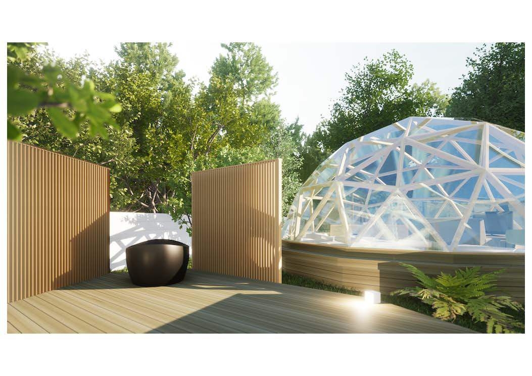 【露天風呂付】ガラスドーム　専用のお庭デッキ込286平米