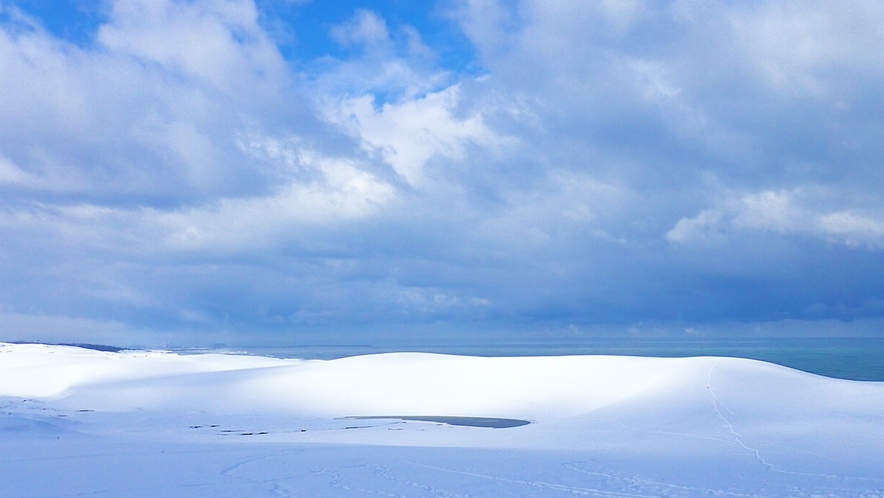 雪景色の鳥取砂丘