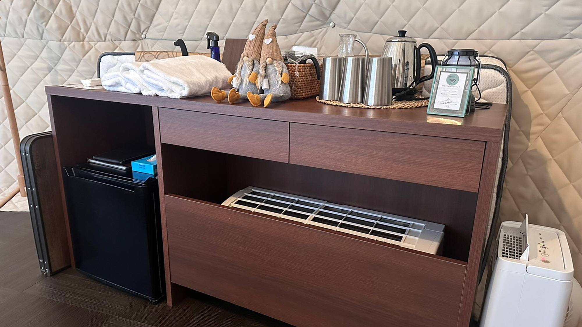 ・【グランピングドーム・共通】お部屋は冷暖房完備！寒い日も快適にお過ごしいただけます