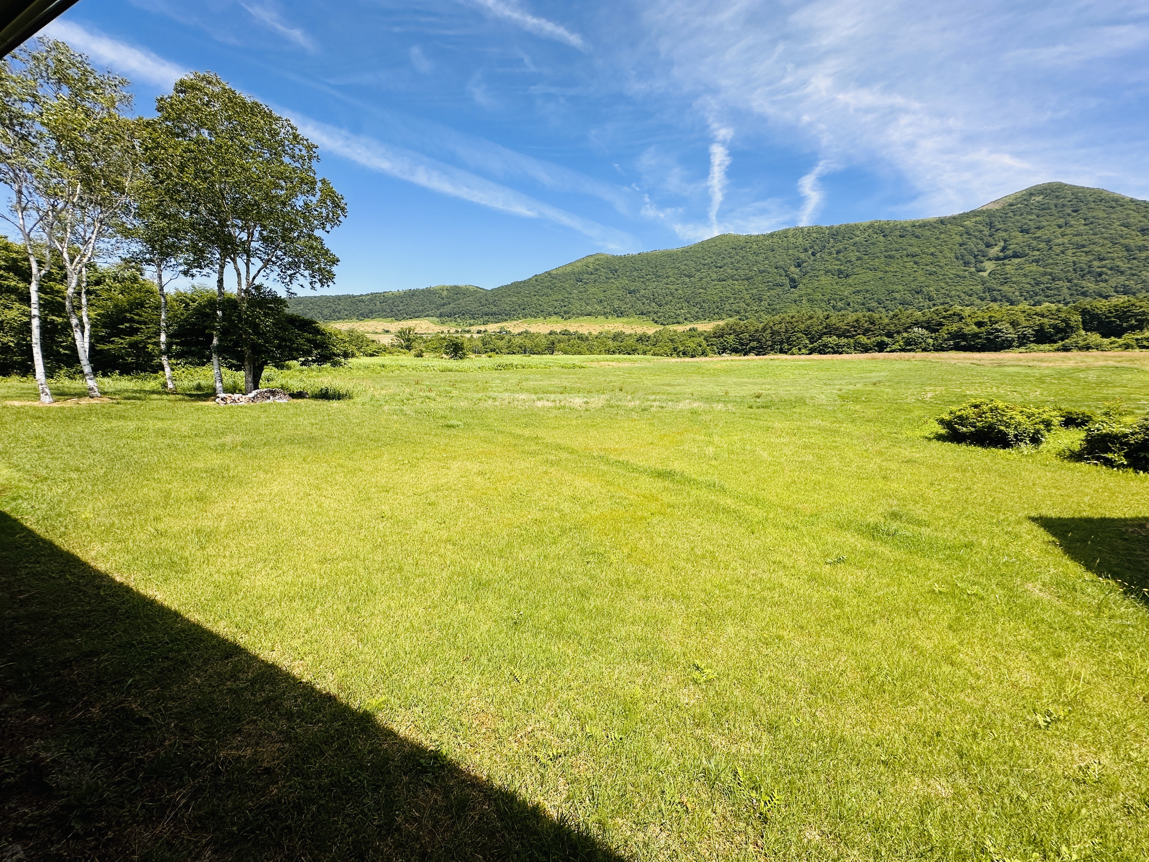 和洋室ラージ：お部屋から山を眺める