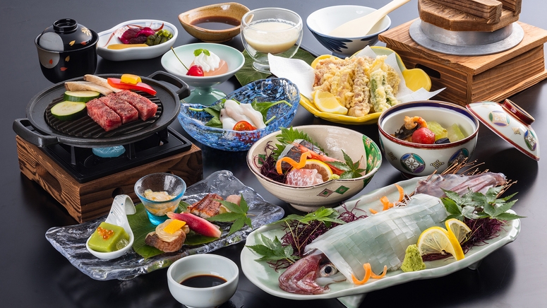 【個室食】特典付★大人気！夏の朝どれイカ姿造りコース★※花ゆうみ温泉チケット付き(大人のみ)