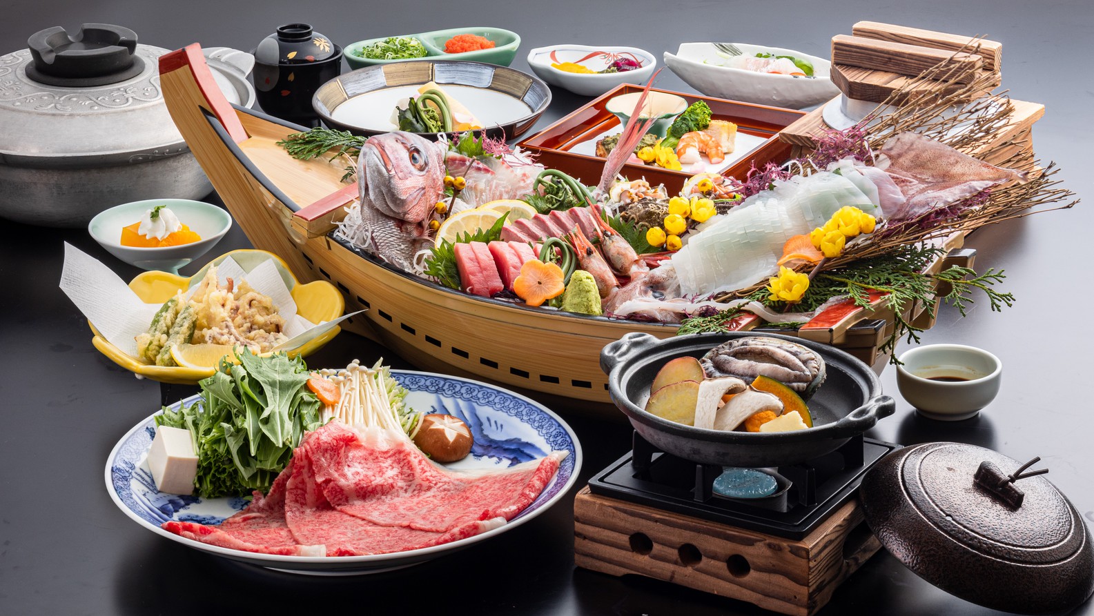 ＜11時〜14時＞【日帰り昼食】『春の地魚と朝獲れイカ舟盛コース』※乳幼児含め６名様まで可能