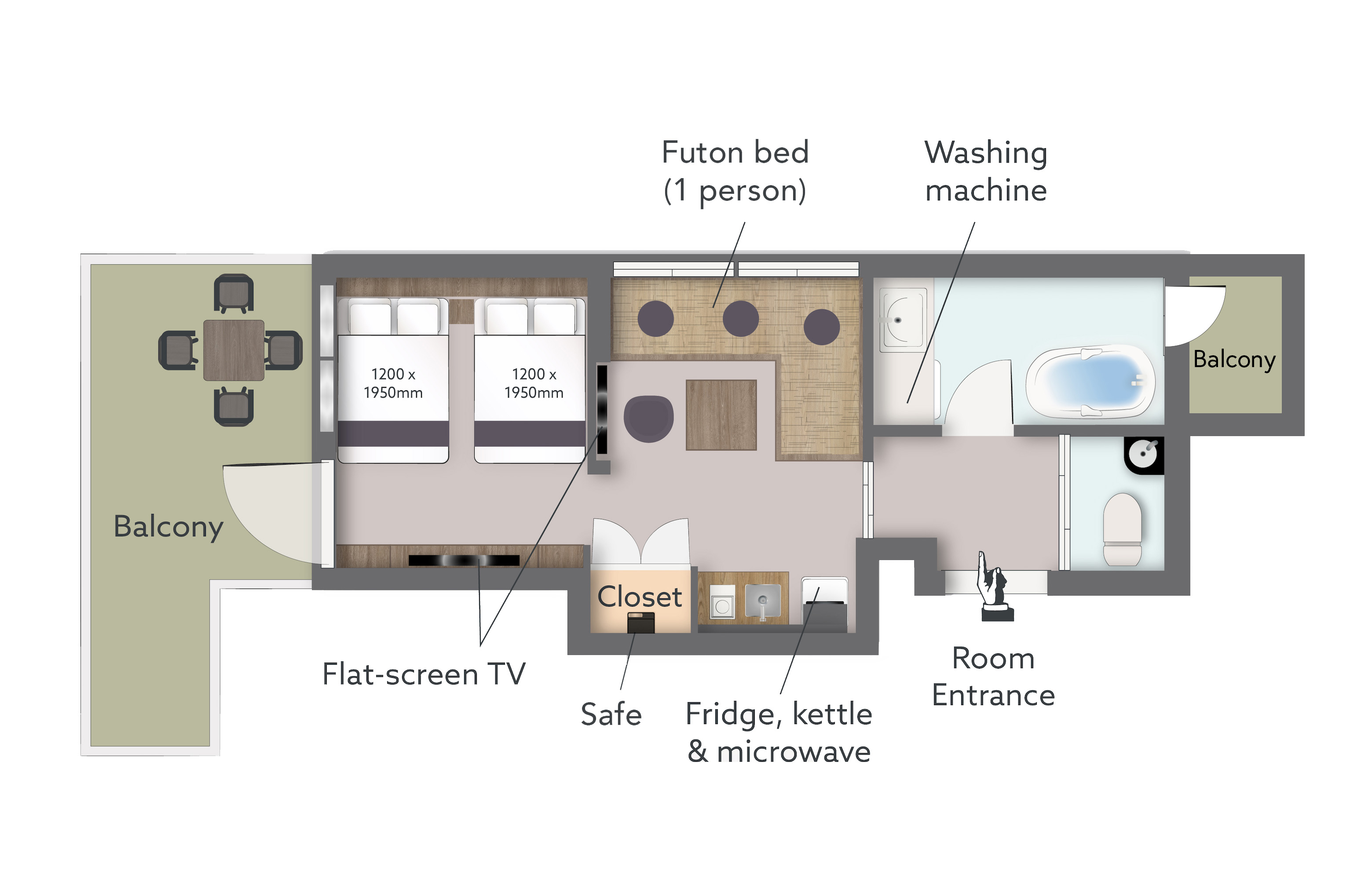 (当館1室のみ・35平米) テラスツインスイート (禁煙)