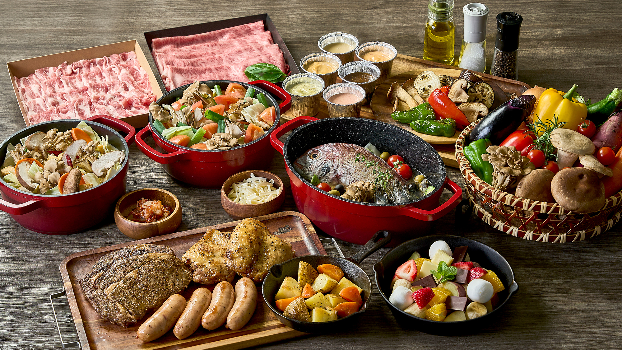 【プレミアムBBQ】［冬/2025］ 選べる鍋や炭火ステーキなど。 冬だけの贅沢、プレミアムディナー