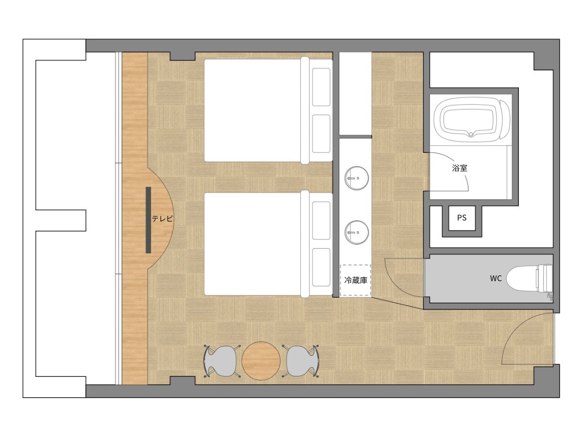 【客室一例】デラックスツインルーム（36㎡）
