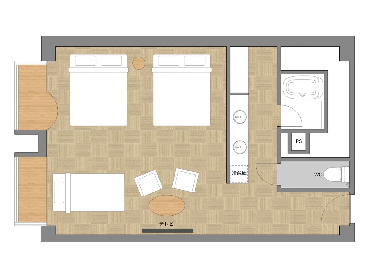 【客室一例】デラックストリプルルーム（45㎡）