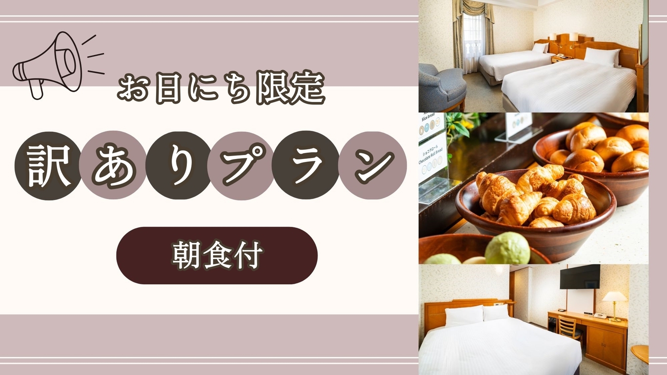 【お部屋タイプおまかせ】お日にち限定◆洗浄便座機能訳ありプラン＜朝食付＞