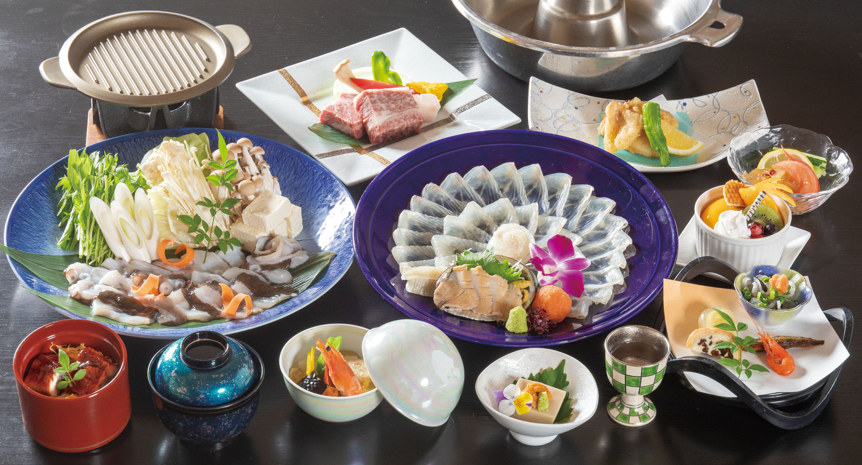夏季限定「極み」平目の薄造り・蛸のしゃぶしゃぶ・ロースステーキなど