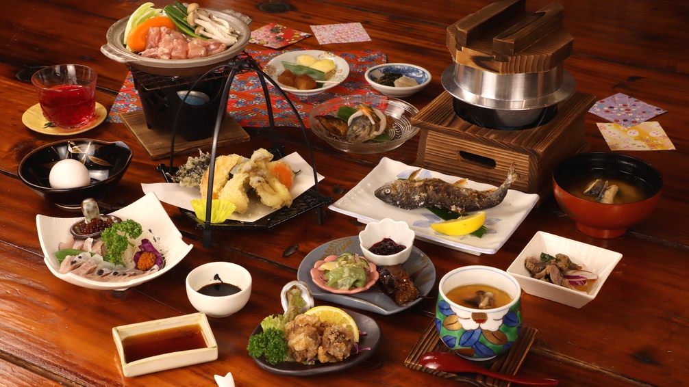 【季節の豊後どり＆エノハコース】魚(エノハ)と肉(豊後どり)どちらも楽しめる旬を味わうグルメプラン♪