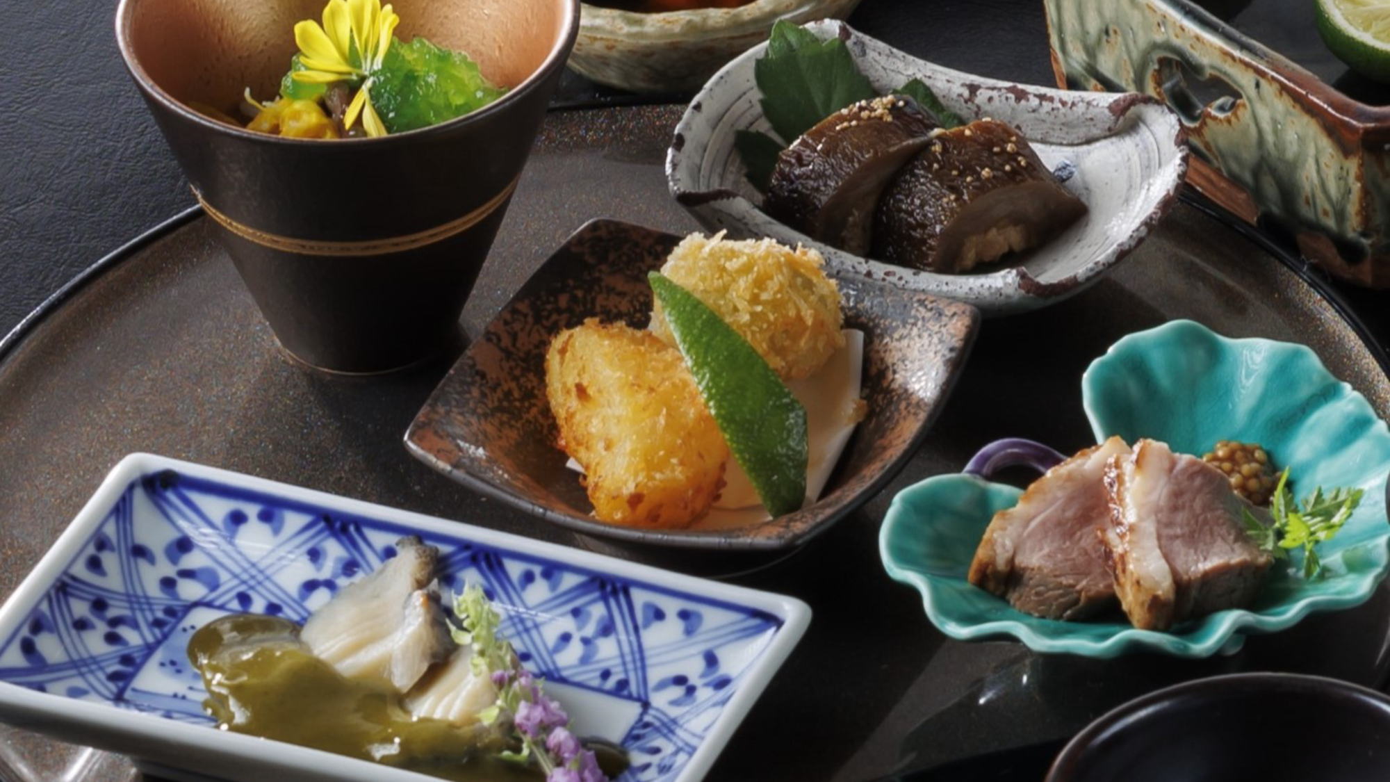 秋季創作和食：前菜　五種の味覚料理