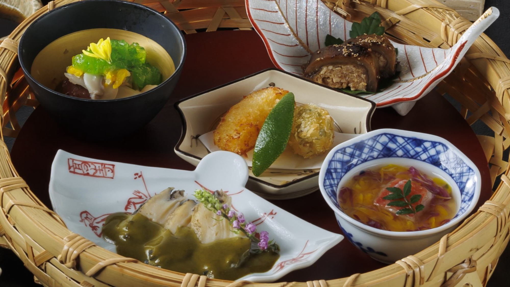 秋季特選創作会席：前菜　五種の味覚料理