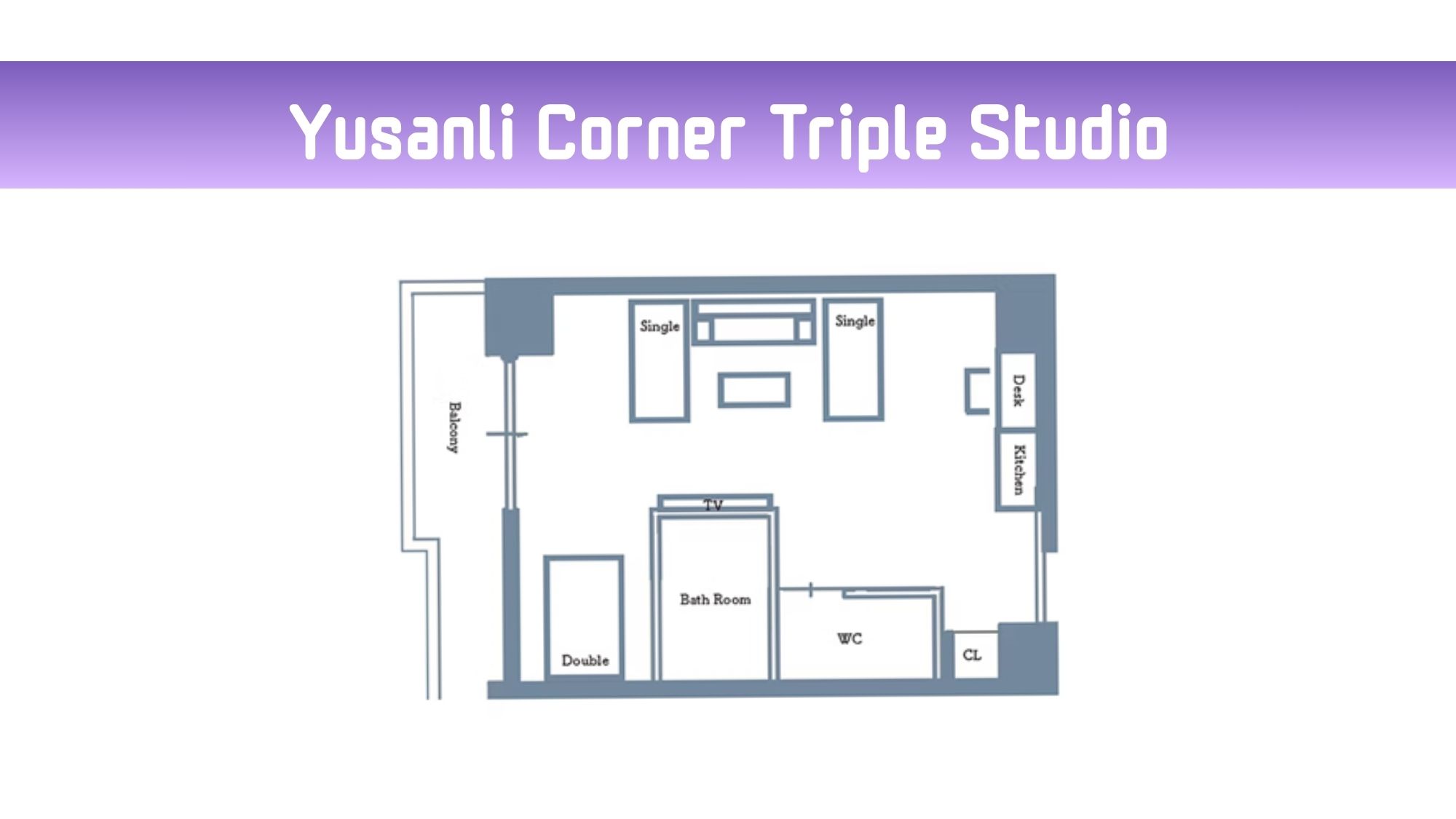 夕暮れをイメージしたグループ向けの客室。シングルベッド2台、ダブルベッド1台（29.1平米）。
