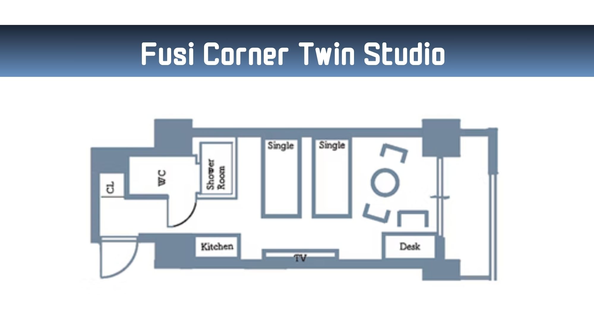 星空をイメージしたコンパクトな客室。シングルベッド2台（18.9平米）。