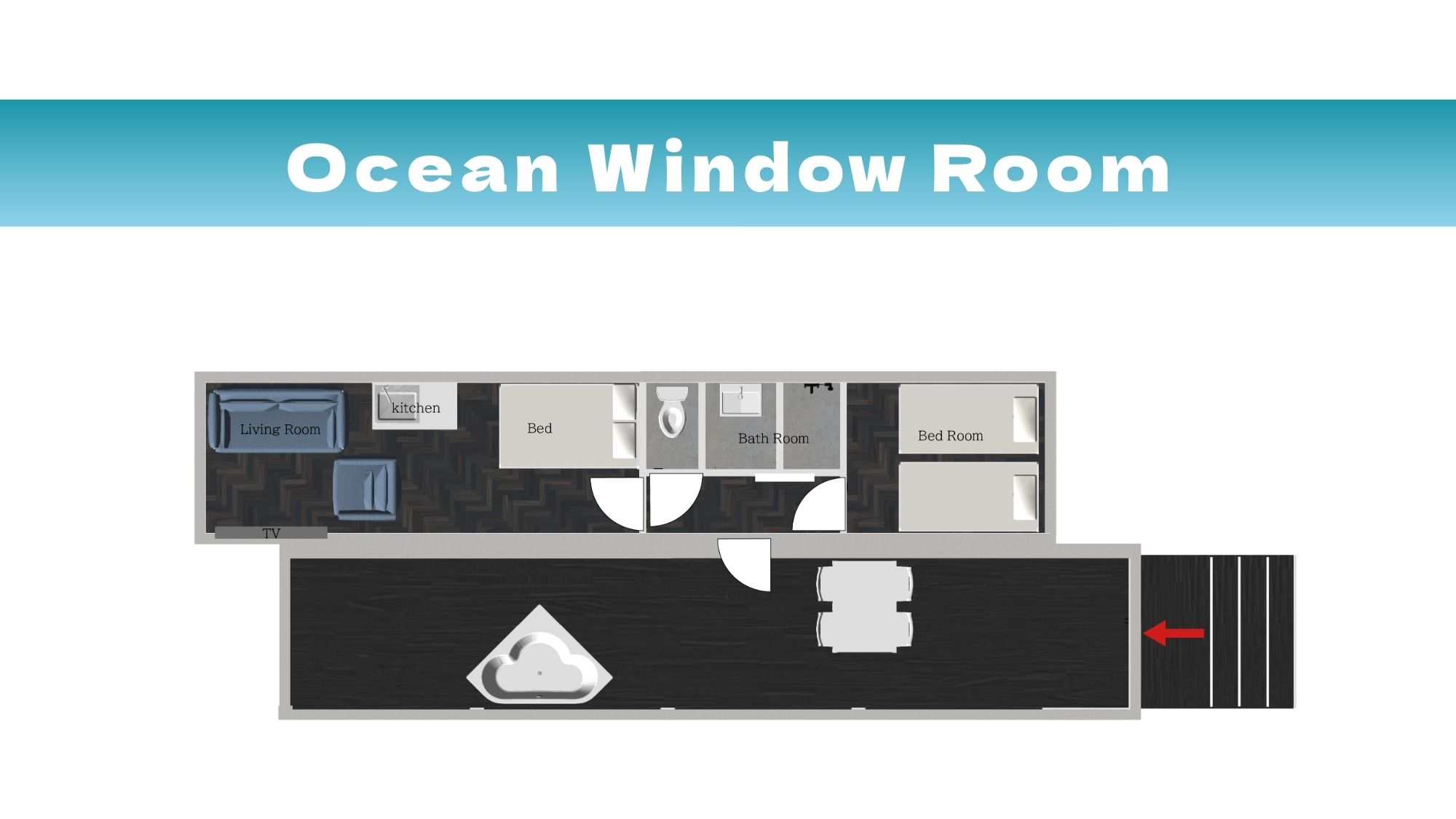 女子旅・カップル・ファミリーにおすすめなセミダブルベッドとシングルベッド２つのお部屋