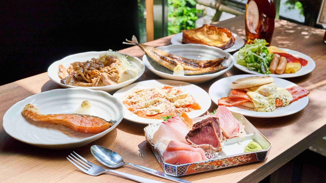 【朝食付き】お部屋はゆったり【13㎡】和・洋8種類のメインプレートから選べるハーフビュッフェスタイル
