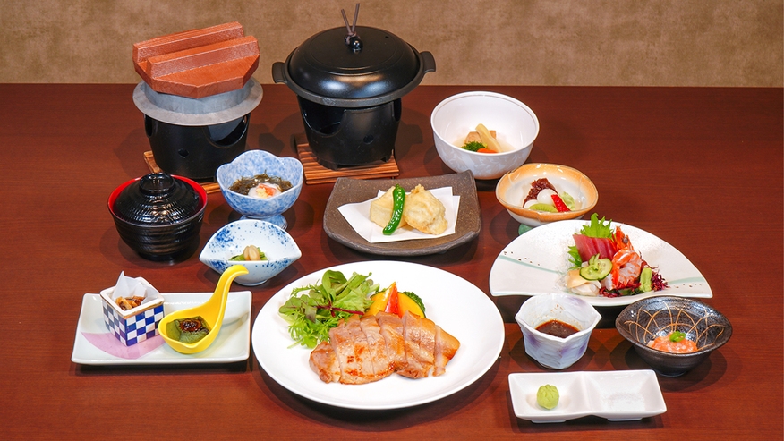 【お料理アップグレード】【GW早割5％オフ】　新潟銘柄豚「甘豚のステーキ」付　和食御膳　2食付　